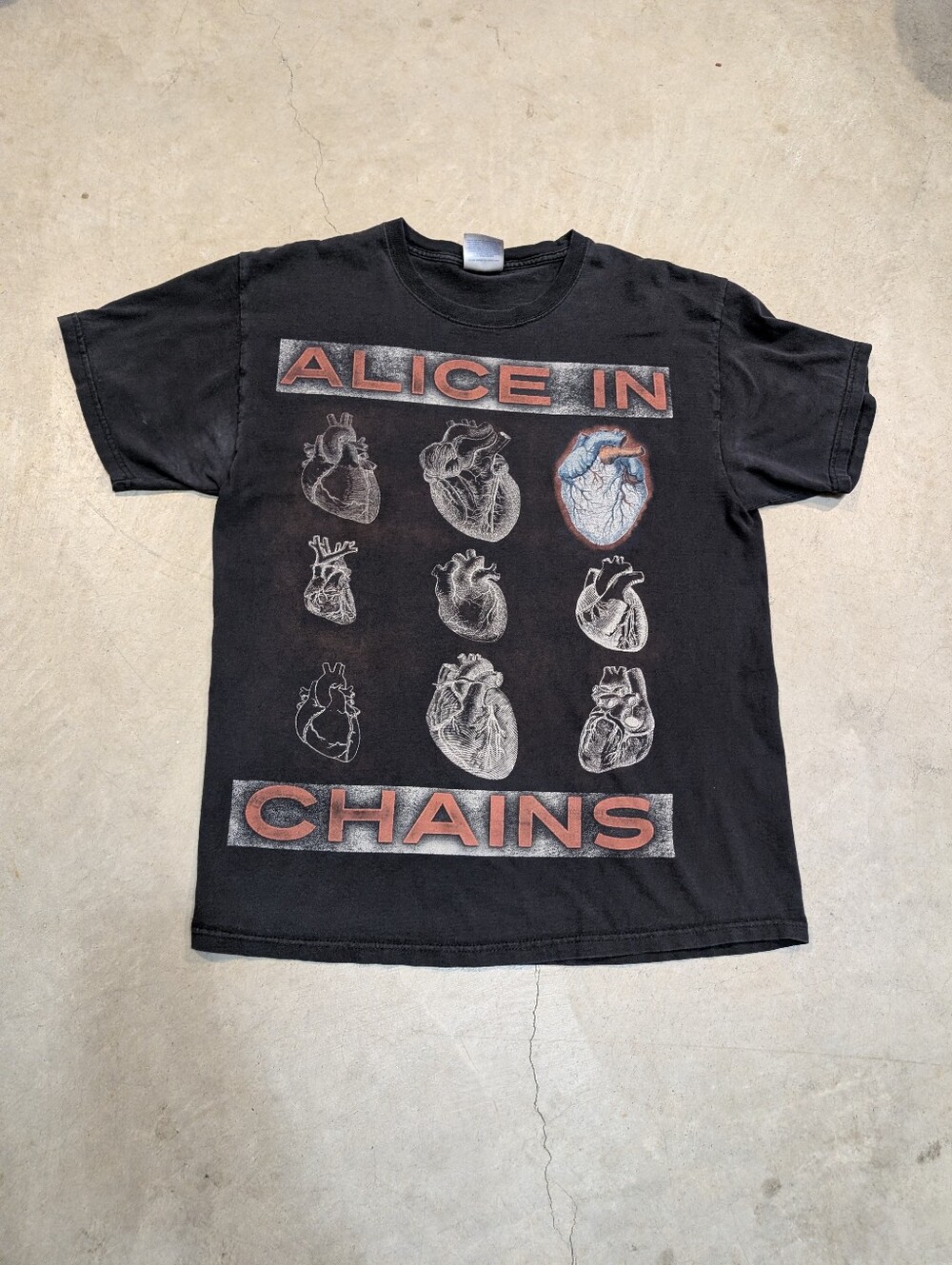 VTG Hanes Alice In Chains Give Way To You Shirt Hearts Adult L Black Faded